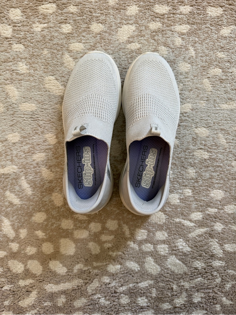 Skechers Slip-Ins Lightweight Knit Slip-On Sneakers - Light Gray with Sparkles